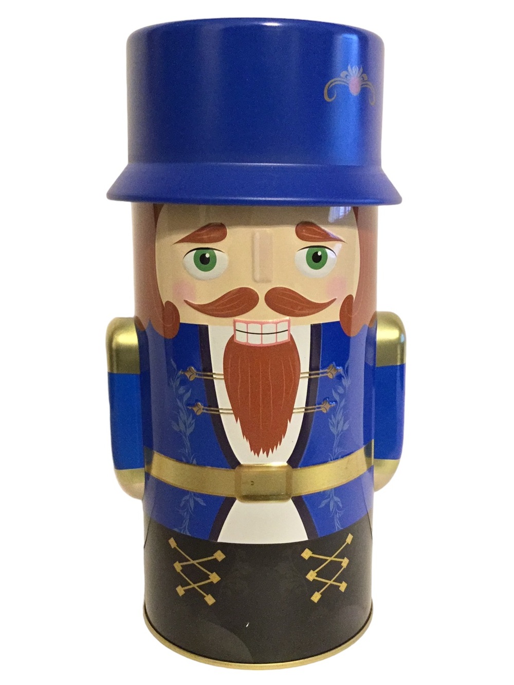 Nutcracker Decorative Tin Canister Blue & Gold